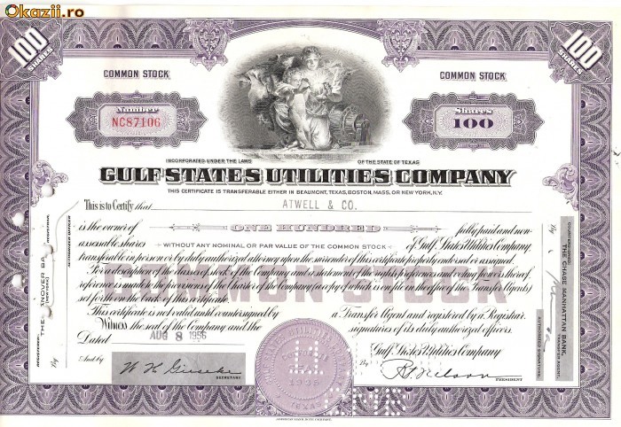 362 Actiuni -GULF STATES UTILITIES COMPANY-seria NC87106