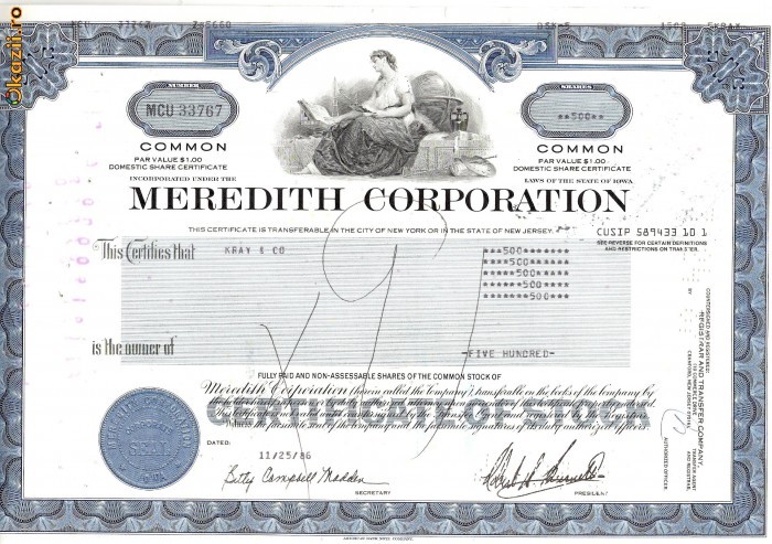 414 Actiuni -MEREDITH CORPORATION -seria MCU 33767 414 Actiuni -MEREDITH CORPORATION -seria MCU 33767