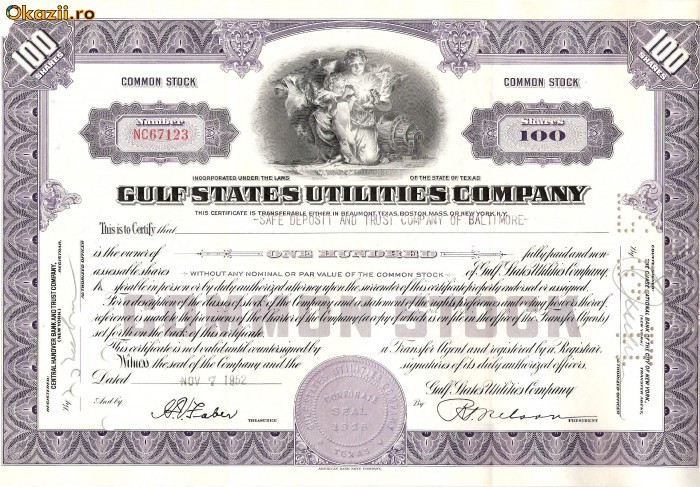 360 Actiuni -GULF STATES UTILITIES COMPANY-seria NC67123