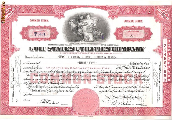 374 Actiuni -GULF STATES UTILITIES COMPANY-seria NC/O5431