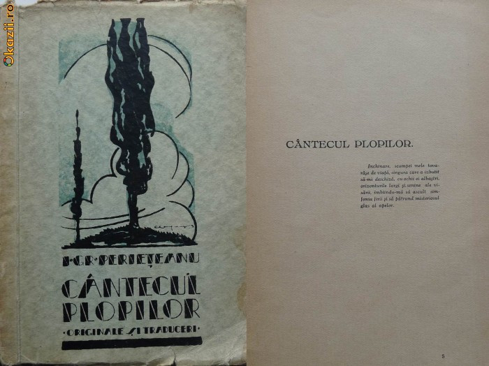 Perieteanu , Cantecul plopilor , 1928 , prima editie