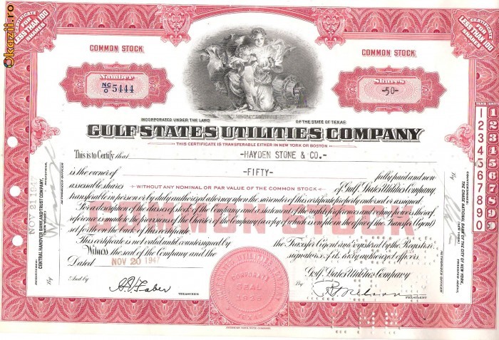 366 Actiuni -GULF STATES UTILITIES COMPANY-seria NC/O5444