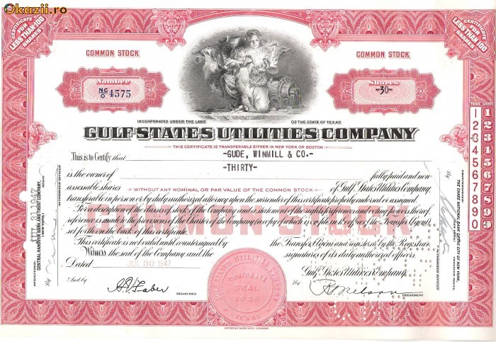 371 Actiuni -GULF STATES UTILITIES COMPANY-seria NC/O4575