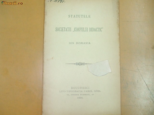Statut Soc. Corp Didactic Romania 1894 Statut Soc. Corp Didactic Romania 1894