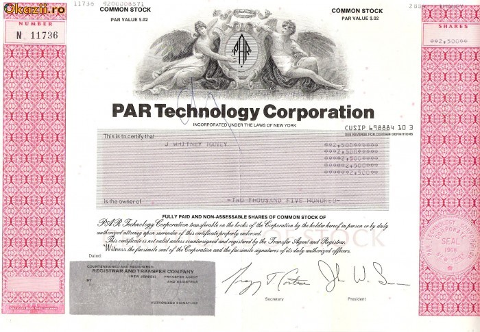 487 Actiuni - PAR Technology Corporation -seria N 11736