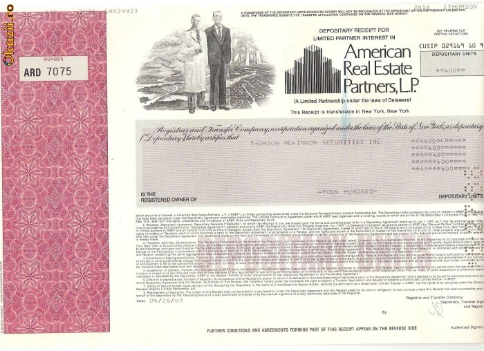 461 Actiuni - American Real Estate Partners, L.P.-seria ARD 7075