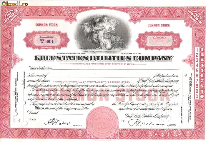 658 Actiuni -Gulf States Utilities Company -seria NC/O 5604 658 Actiuni -Gulf States Utilities Company -seria NC/O 5604