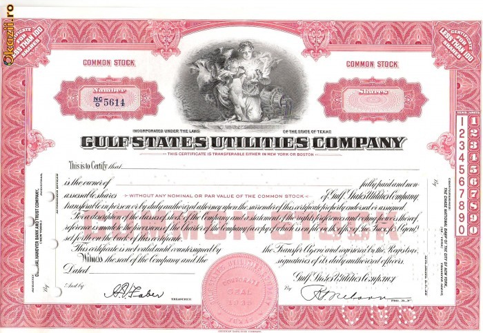668 Actiuni -Gulf States Utilities Company -seria NC/O 5614 668 Actiuni -Gulf States Utilities Company -seria NC/O 5614