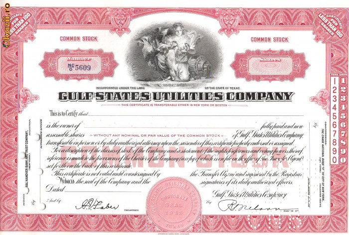 665 Actiuni -Gulf States Utilities Company -seria NC/O 5609 665 Actiuni -Gulf States Utilities Company -seria NC/O 5609