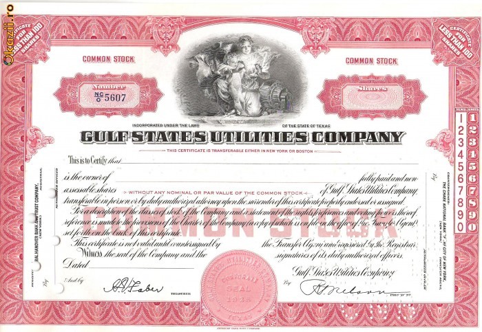 660 Actiuni -Gulf States Utilities Company -seria NC/O 5607 660 Actiuni -Gulf States Utilities Company -seria NC/O 5607