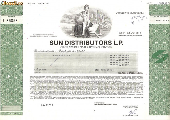 552 Actiuni -SUN DISTRIBUITORS L.P. -seria B 35058