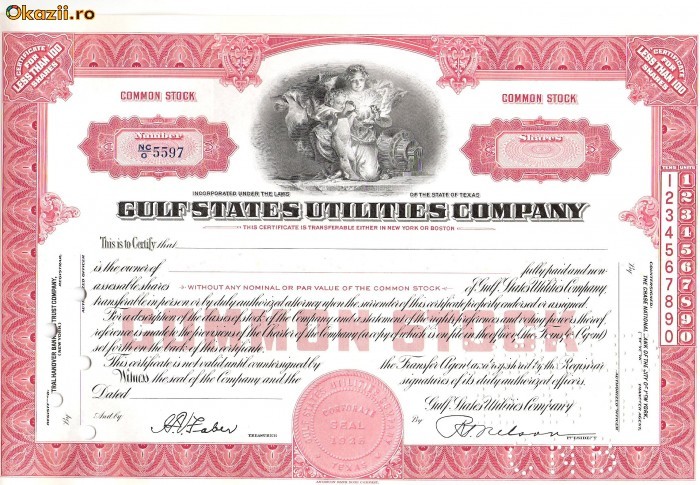 666 Actiuni -Gulf States Utilities Company -seria NC/O 5597 666 Actiuni -Gulf States Utilities Company -seria NC/O 5597