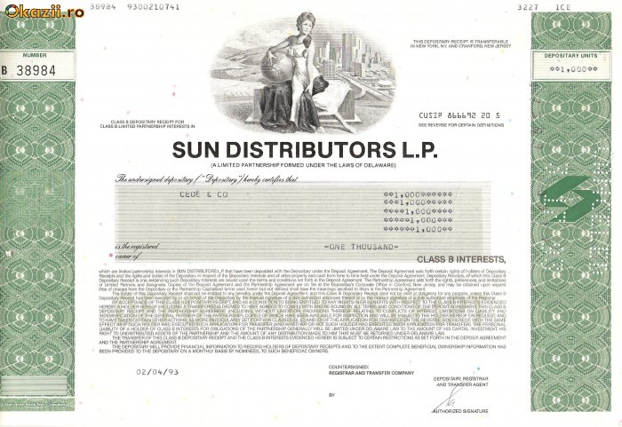 557 Actiuni -SUN DISTRIBUITORS L.P. -seria B 38984