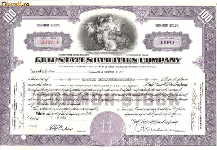 685 Actiuni -Gulf States Utilities Company -seria BC12210