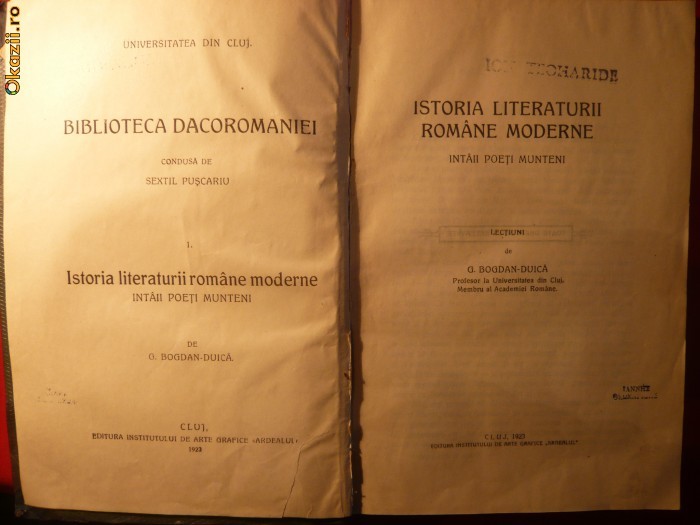 G.Bogdan-Duica -Istoria Lit.Rom.- Intaii Poeti Munteni -1923