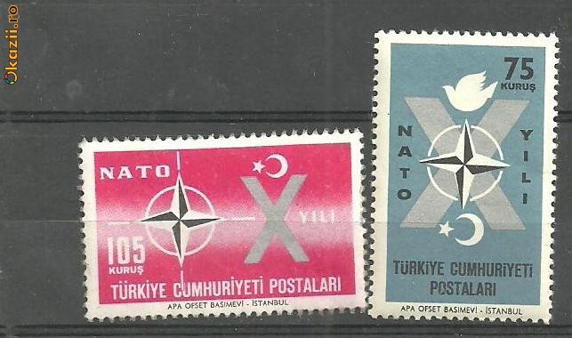 Turcia 1959 - ANIVERSARE 10 ani NATO, serie nestampilata, B3