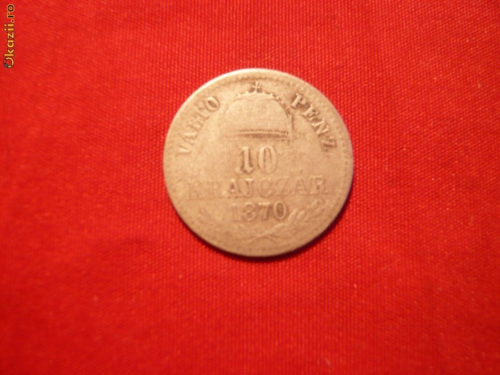 10 KR. 1870 UNGARIA , KB,argint , cal.medie ,d=1,8cm.