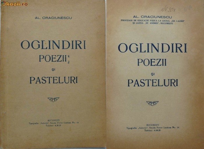 Al. Craciunescu , Oglindiri , Poezii si pasteluri , 1937,cu autograf
