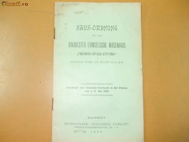 Regeln des vereins der heiligen Elisabeth Bukarest 1905