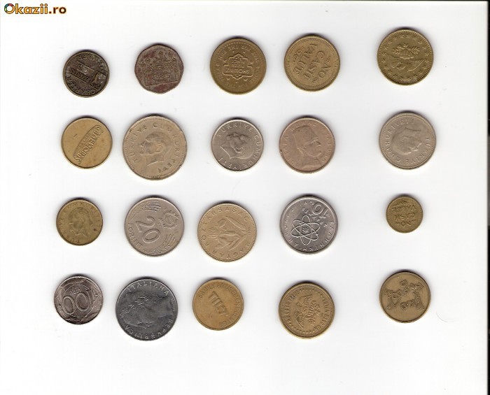 95 Lot interesant de monede si jetoane (fise, token)(20 bucati)