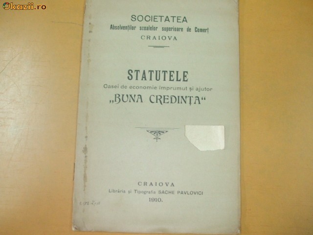 Statute Cerc musical coregrafic ,,Hora" Craiova 1904 Statute Cerc musical coregrafic ,,Hora" Craiova 1904
