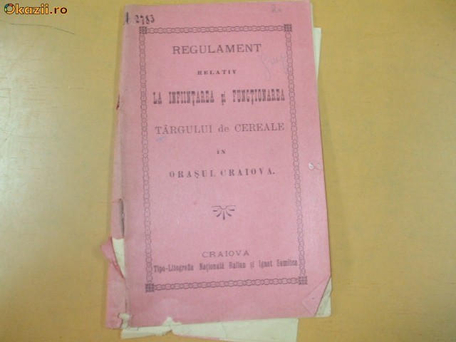 Regulament targ de cereale Craiova 1901