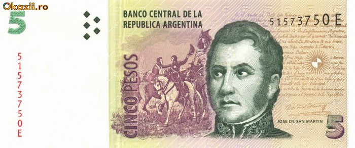 ARGENTINA █ bancnota █ 5 Pesos █ 2003- █ P-353a █ UNC █ necirculata