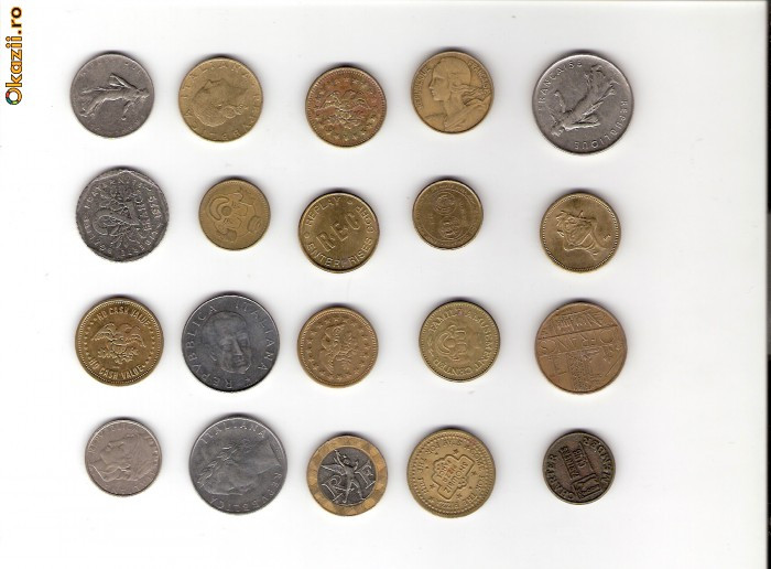 137 Lot interesant de monede si jetoane (fise, token)(20 bucati)