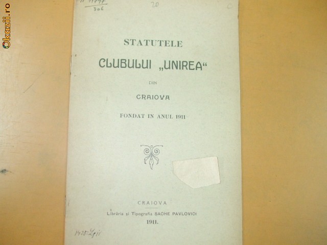 Statute Club Unirea Craiova 1911 Statute Club Unirea Craiova 1911