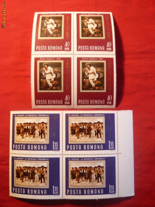 Serie (2 val. in bloc de 4 ) -Rascoala din 1907 , 1967