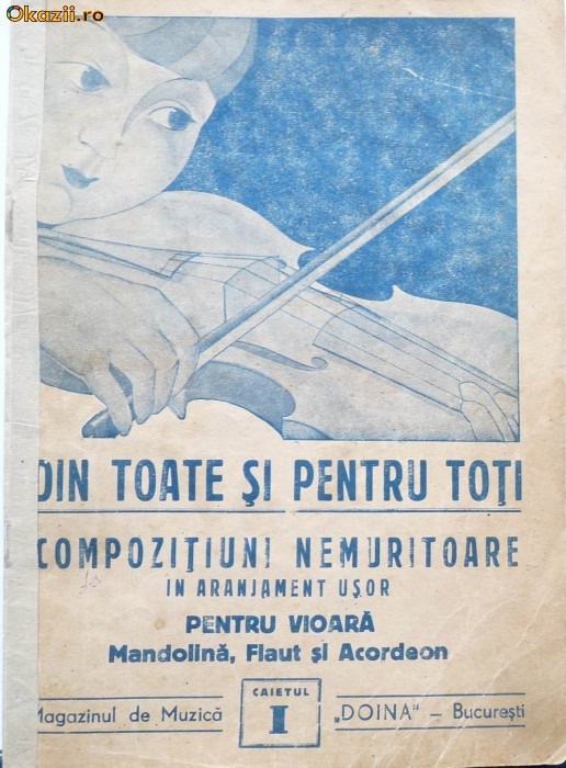 Magazinul de Muzica Doina , autograf Prof. Gh. Alexa , Liveni , Botosani , 1946