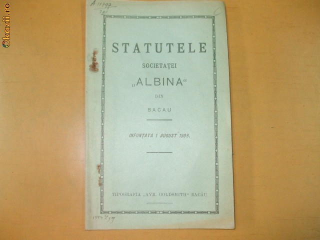 Statute Soc. pt Protectia Copiilor Bucuresti 1908 Statute Soc. pt Protectia Copiilor Bucuresti 1908