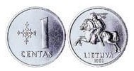 Lituania 1 centas 1991 UNC Lituania 1 centas 1991 UNC