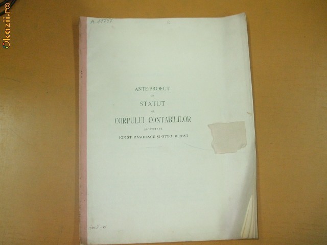 Ante - proect de statut al contabililor Bucuresti 1908 Ante - proect de statut al contabililor Bucuresti 1908