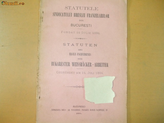 Statute Soc. breslei franzelarilor Bucuresci 1894