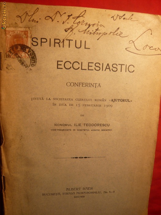 Studiu Religios - Circulat cu Spic de Grau - 1908 Studiu Religios - Circulat cu Spic de Grau - 1908