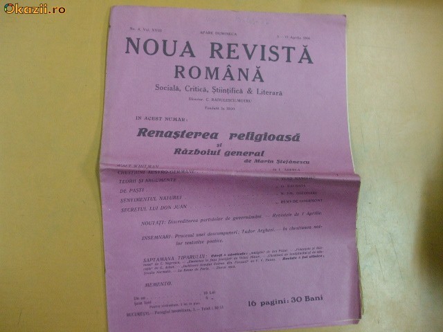 Noua Revista Romana Dir: C.R. Motru 03 - 10 04 1916 Noua Revista Romana Dir: C.R. Motru 03 - 10 04 1916