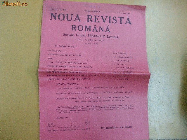 Noua Revista Romana Dir: C.R. Motru 07 - 14 02 1916 Noua Revista Romana Dir: C.R. Motru 07 - 14 02 1916