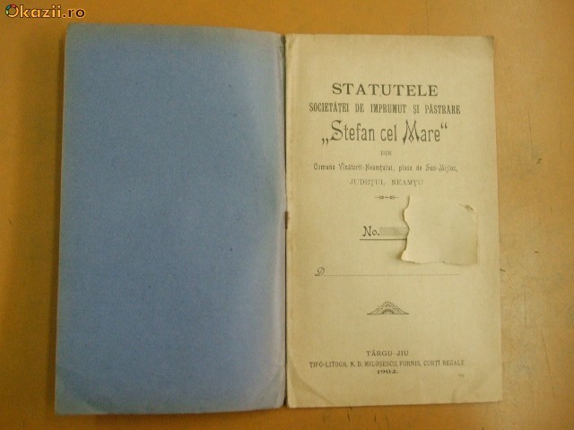 Statute Soc. imprumut ,,St. cel Mare" Targu Jiu 1902 Statute Soc. imprumut ,,St. cel Mare" Targu Jiu 1902