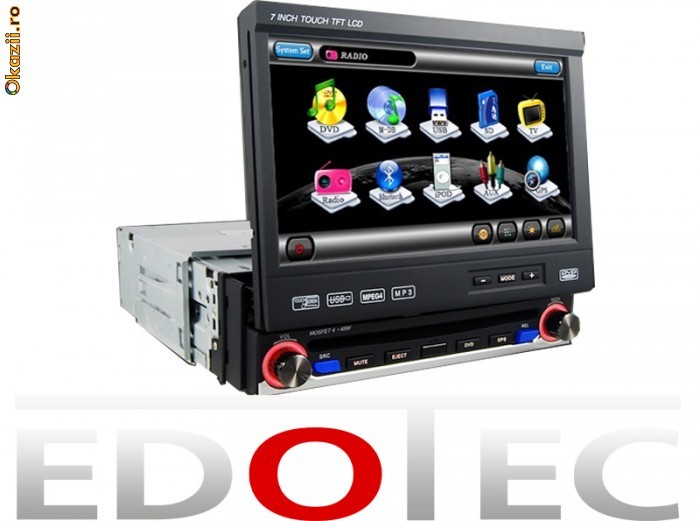 DVD 1 DIN RETRACTABIL NAVIGATIE GPS BLUETOOTH IPOD TV TOUCHSCREEN RADIO foto mare DVD 1 DIN RETRACTABIL NAVIGATIE GPS BLUETOOTH IPOD TV TOUCHSCREEN RADIO foto mare