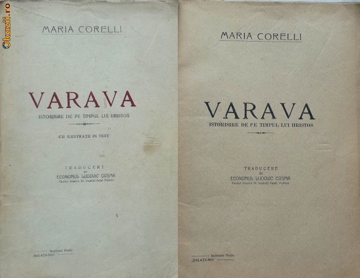 Maria Corelli , Varava , istorisire de pe timpul lui Hristos , Galati , 1924