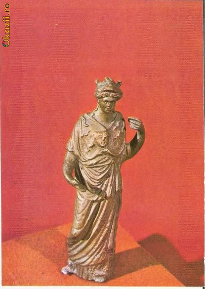 CP194-03 Statueta de bronz reprezentand pe Minerva, descoperita la Drobeta -Turnu Severin, jud.Mehedinti -carte postala necirculata