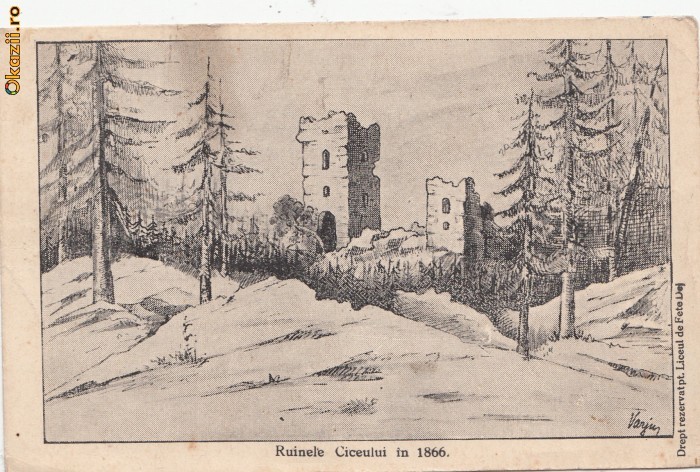 B11505 Ruinele Ciceului in 1866