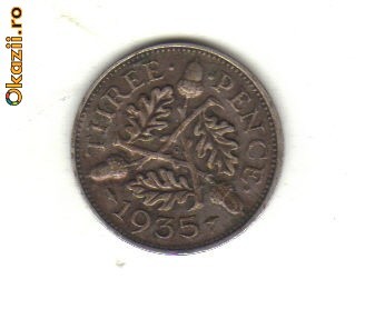 bnk mnd Marea Britanie Anglia 3 pence 1935 argint bnk mnd Marea Britanie Anglia 3 pence 1935 argint