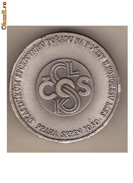 CIA 60 Medalie sportiva studenteasca -Praha(Praga- Cehia-Cehoslovacia) SRPEN 1950 -dimensiuni aproximativ 45 milimetri