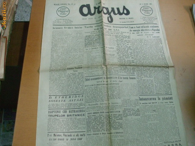 Ziar ARGUS 08 11 1945 Reducere 30 %