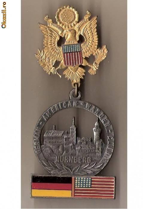 CIA 132 Medalie heraldica interesanta -German-American -Wander -Club -Nurnberg