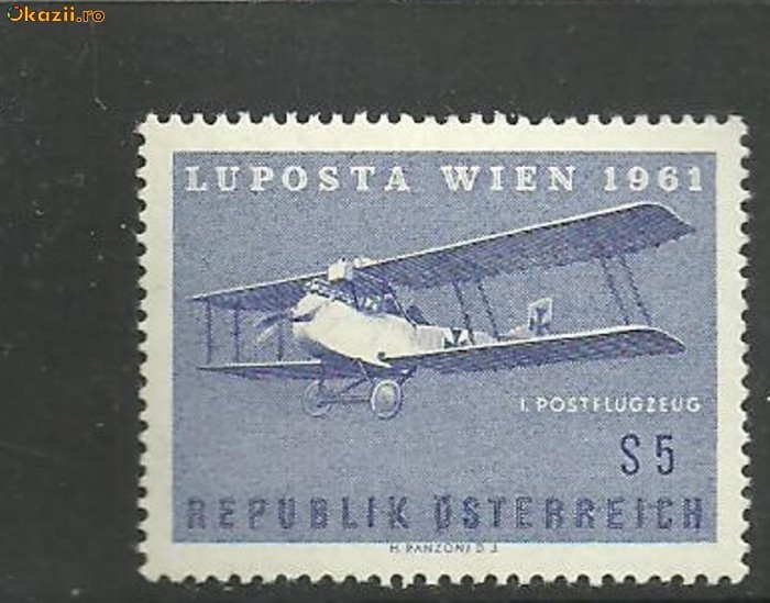 Austria 1961 - POSTA AERIANA AVION IN ZBOR, timbru nestampilat, B34 Austria 1961 - POSTA AERIANA AVION IN ZBOR, timbru nestampilat, B34