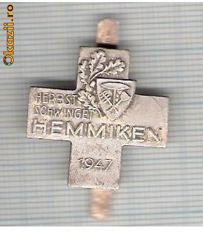 CIA 207 Medalie Schwinget HEMMIKEN 1947 (lupte -Wrestling )(Elvetia) -dimensiuni, circa 26X26 milimetri