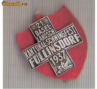 CIA 212 Medalie Schwingfest FULLINSDORF 1937 (lupte -Wrestling )(Elvetia) -dimensiuni, circa 26X26 milimetri